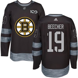 Johnny Beecher Men's Boston Bruins Authentic Black 1917-2017 100th Anniversary Jersey