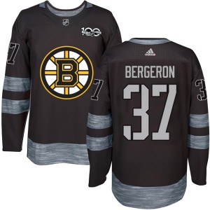 Patrice Bergeron Men's Boston Bruins Authentic Black 1917-2017 100th Anniversary Jersey
