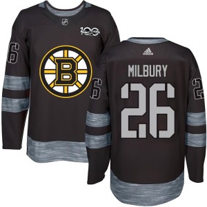 Mike Milbury Men's Boston Bruins Authentic Black 1917-2017 100th Anniversary Jersey
