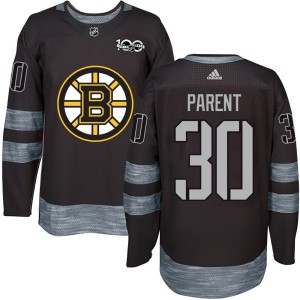 Bernie Parent Men's Boston Bruins Authentic Black 1917-2017 100th Anniversary Jersey