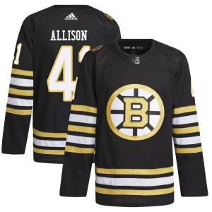 Jason Allison Men's Adidas Boston Bruins Authentic Black 100th Anniversary Primegreen Jersey