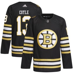Charlie Coyle Men's Adidas Boston Bruins Authentic Black 100th Anniversary Primegreen Jersey