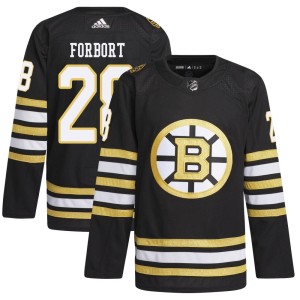 Derek Forbort Men's Adidas Boston Bruins Authentic Black 100th Anniversary Primegreen Jersey
