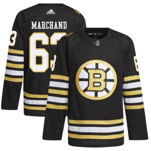 Brad Marchand Men's Adidas Boston Bruins Authentic Black 100th Anniversary Primegreen Jersey