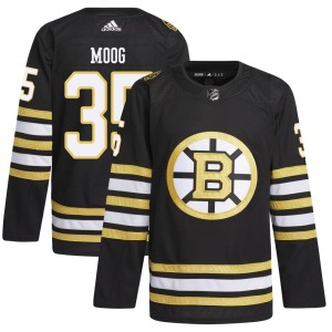 Andy Moog Men's Adidas Boston Bruins Authentic Black 100th Anniversary Primegreen Jersey