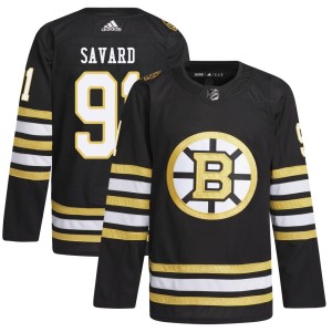 Marc Savard Men's Adidas Boston Bruins Authentic Black 100th Anniversary Primegreen Jersey