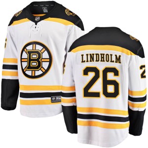 Par Lindholm Youth Fanatics Branded Boston Bruins Breakaway White Away Jersey