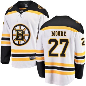 John Moore Youth Fanatics Branded Boston Bruins Breakaway White Away Jersey
