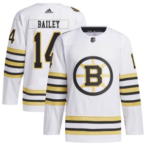 Garnet Ace Bailey Youth Adidas Boston Bruins Authentic White 100th Anniversary Primegreen Jersey
