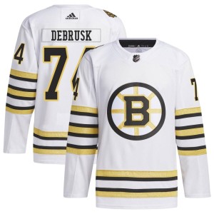 Jake DeBrusk Youth Adidas Boston Bruins Authentic White 100th Anniversary Primegreen Jersey