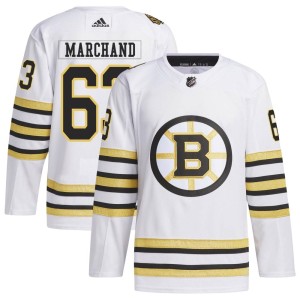 Brad Marchand Youth Adidas Boston Bruins Authentic White 100th Anniversary Primegreen Jersey