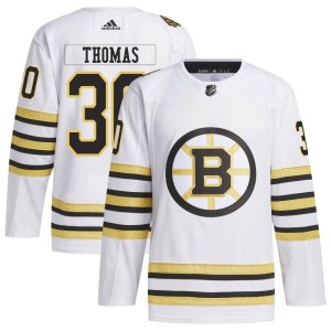 Tim Thomas Youth Adidas Boston Bruins Authentic White 100th Anniversary Primegreen Jersey