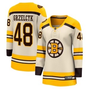 Matt Grzelcyk Women's Fanatics Branded Boston Bruins Premier Cream Breakaway 100th Anniversary Jersey