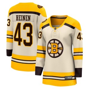 Danton Heinen Women's Fanatics Branded Boston Bruins Premier Cream Breakaway 100th Anniversary Jersey