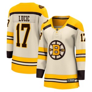 Milan Lucic Women's Fanatics Branded Boston Bruins Premier Cream Breakaway 100th Anniversary Jersey