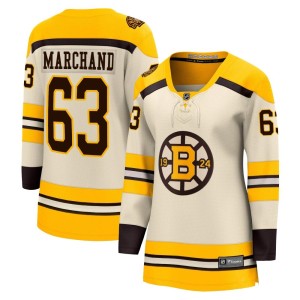 Brad Marchand Women's Fanatics Branded Boston Bruins Premier Cream Breakaway 100th Anniversary Jersey
