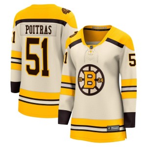 Matthew Poitras Women's Fanatics Branded Boston Bruins Premier Cream Breakaway 100th Anniversary Jersey