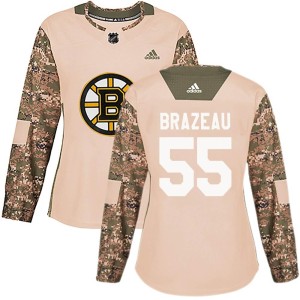 Justin Brazeau Women's Adidas Boston Bruins Authentic Camo Veterans Day Practice Jersey
