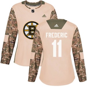 Trent Frederic Women's Adidas Boston Bruins Authentic Camo Veterans Day Practice Jersey