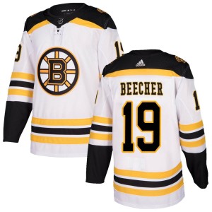 Johnny Beecher Youth Adidas Boston Bruins Authentic White Away Jersey