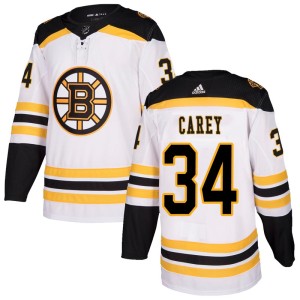 Paul Carey Youth Adidas Boston Bruins Authentic White Away Jersey