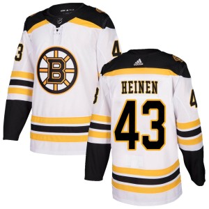 Danton Heinen Youth Adidas Boston Bruins Authentic White Away Jersey