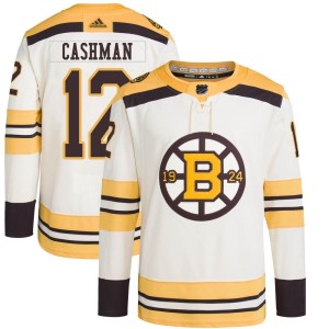 Wayne Cashman Men's Adidas Boston Bruins Authentic Cream 100th Anniversary Primegreen Jersey