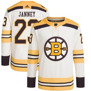 Craig Janney Men's Adidas Boston Bruins Authentic Cream 100th Anniversary Primegreen Jersey