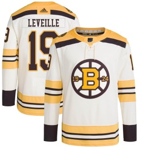 Normand Leveille Men's Adidas Boston Bruins Authentic Cream 100th Anniversary Primegreen Jersey