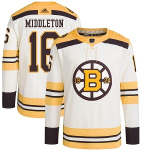 Rick Middleton Men's Adidas Boston Bruins Authentic Cream 100th Anniversary Primegreen Jersey