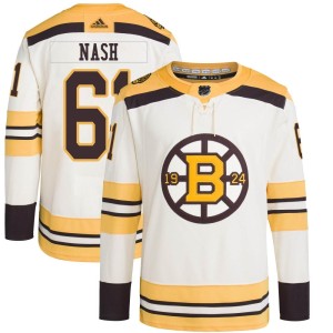 Rick Nash Men's Adidas Boston Bruins Authentic Cream 100th Anniversary Primegreen Jersey