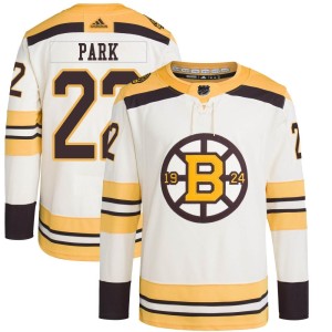 Brad Park Men's Adidas Boston Bruins Authentic Cream 100th Anniversary Primegreen Jersey