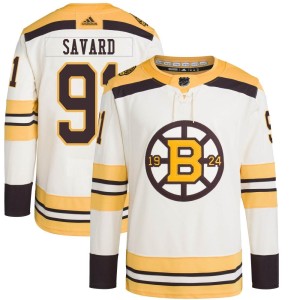 Marc Savard Men's Adidas Boston Bruins Authentic Cream 100th Anniversary Primegreen Jersey