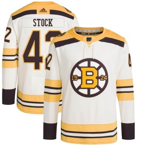 Pj Stock Men's Adidas Boston Bruins Authentic Cream 100th Anniversary Primegreen Jersey