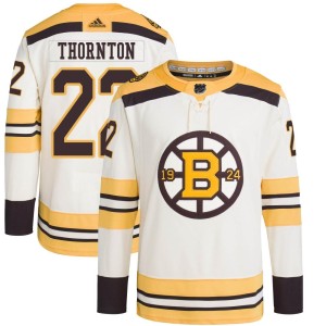 Shawn Thornton Men's Adidas Boston Bruins Authentic Cream 100th Anniversary Primegreen Jersey