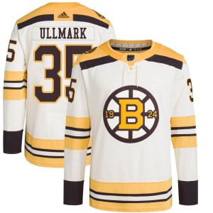 Linus Ullmark Men's Adidas Boston Bruins Authentic Cream 100th Anniversary Primegreen Jersey