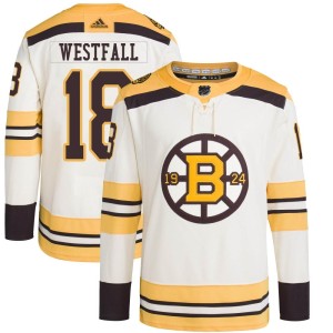 Ed Westfall Men's Adidas Boston Bruins Authentic Cream 100th Anniversary Primegreen Jersey