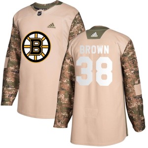 Patrick Brown Men's Adidas Boston Bruins Authentic Brown Camo Veterans Day Practice Jersey