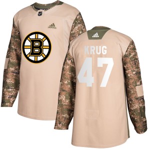 Torey Krug Men's Adidas Boston Bruins Authentic Camo Veterans Day Practice Jersey