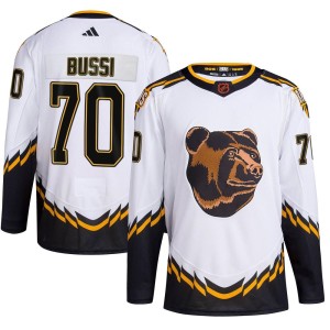 Brandon Bussi Youth Adidas Boston Bruins Authentic White Reverse Retro 2.0 Jersey