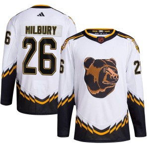Mike Milbury Youth Adidas Boston Bruins Authentic White Reverse Retro 2.0 Jersey