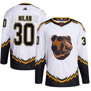 Chris Nilan Youth Adidas Boston Bruins Authentic White Reverse Retro 2.0 Jersey