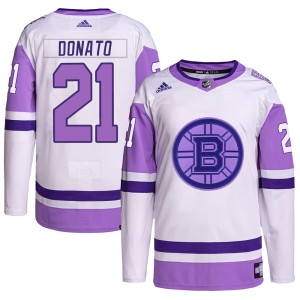 Ted Donato Youth Adidas Boston Bruins Authentic White/Purple Hockey Fights Cancer Primegreen Jersey
