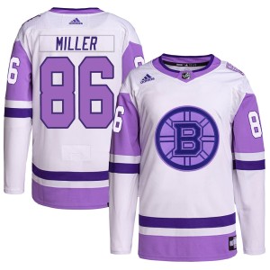 Kevan Miller Youth Adidas Boston Bruins Authentic White/Purple Hockey Fights Cancer Primegreen Jersey