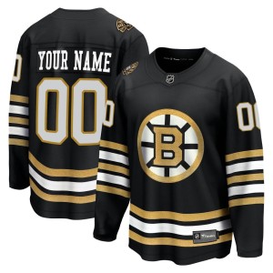 Custom Men's Fanatics Branded Boston Bruins Premier Black Custom Breakaway 100th Anniversary Jersey