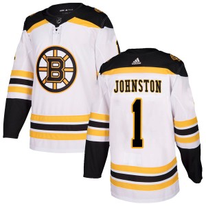 Eddie Johnston Men's Adidas Boston Bruins Authentic White Away Jersey