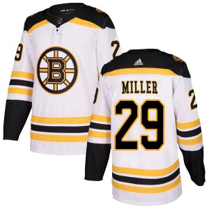 Jay Miller Men's Adidas Boston Bruins Authentic White Away Jersey