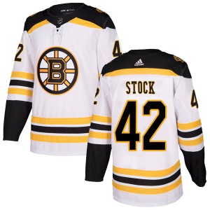 Pj Stock Men's Adidas Boston Bruins Authentic White Away Jersey