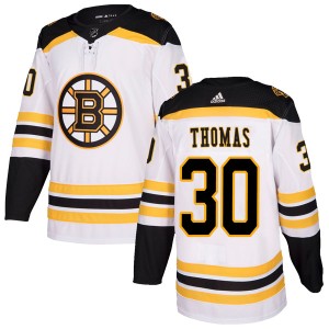 Tim Thomas Men's Adidas Boston Bruins Authentic White Away Jersey