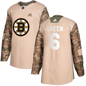 Ted Green Youth Adidas Boston Bruins Authentic Green Camo Veterans Day Practice Jersey